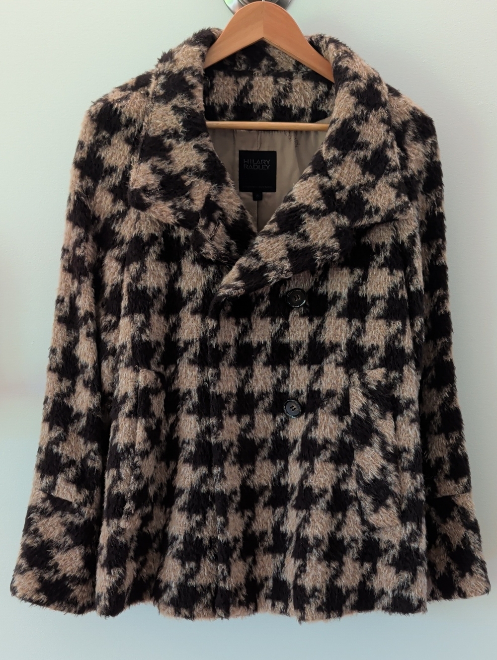 Hilary Radley Suri Alpaca Wool Houndstooth Coat Jacket Size 8 NWOT